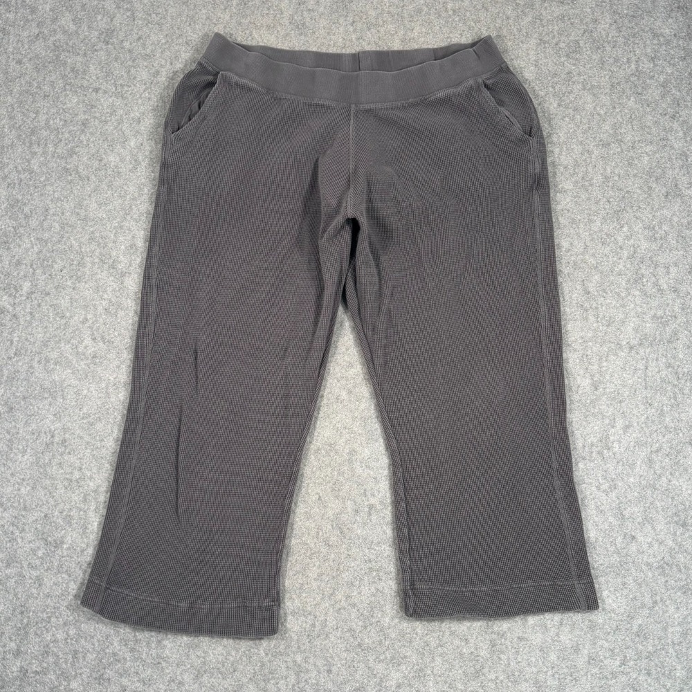 Pact Charcoal Gray Thermal Waffle Knit Wide Leg Pants Women's Size XXXL